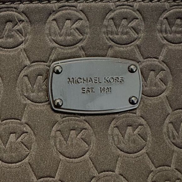 Michael Kors Signature Logo Embossed Neoprene Tote Shoulder Bag Black Large - Picture 8 of 9